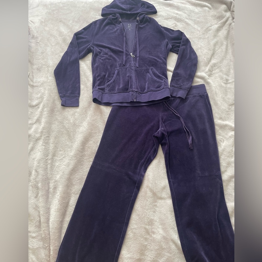 New York & Company Purple Velour Tracksuit